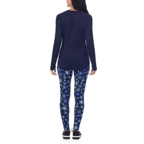 ClimateRight by Cuddl Duds 2pc Women's S Knit Base Layer Top Legging Set Blue - Picture 8 of 12